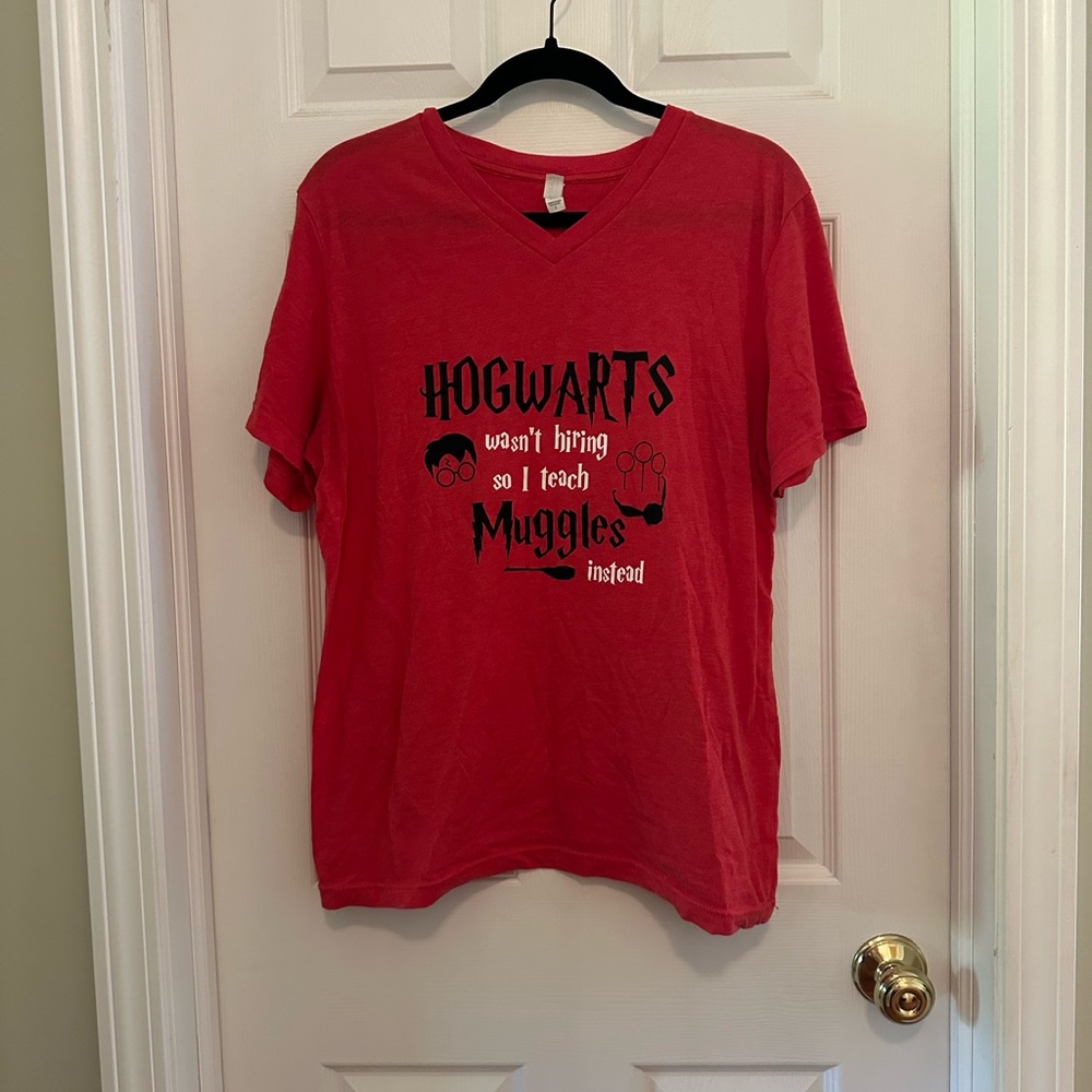 Bella Canvas Red Harry Potter Themed V-Neck T-Shirt